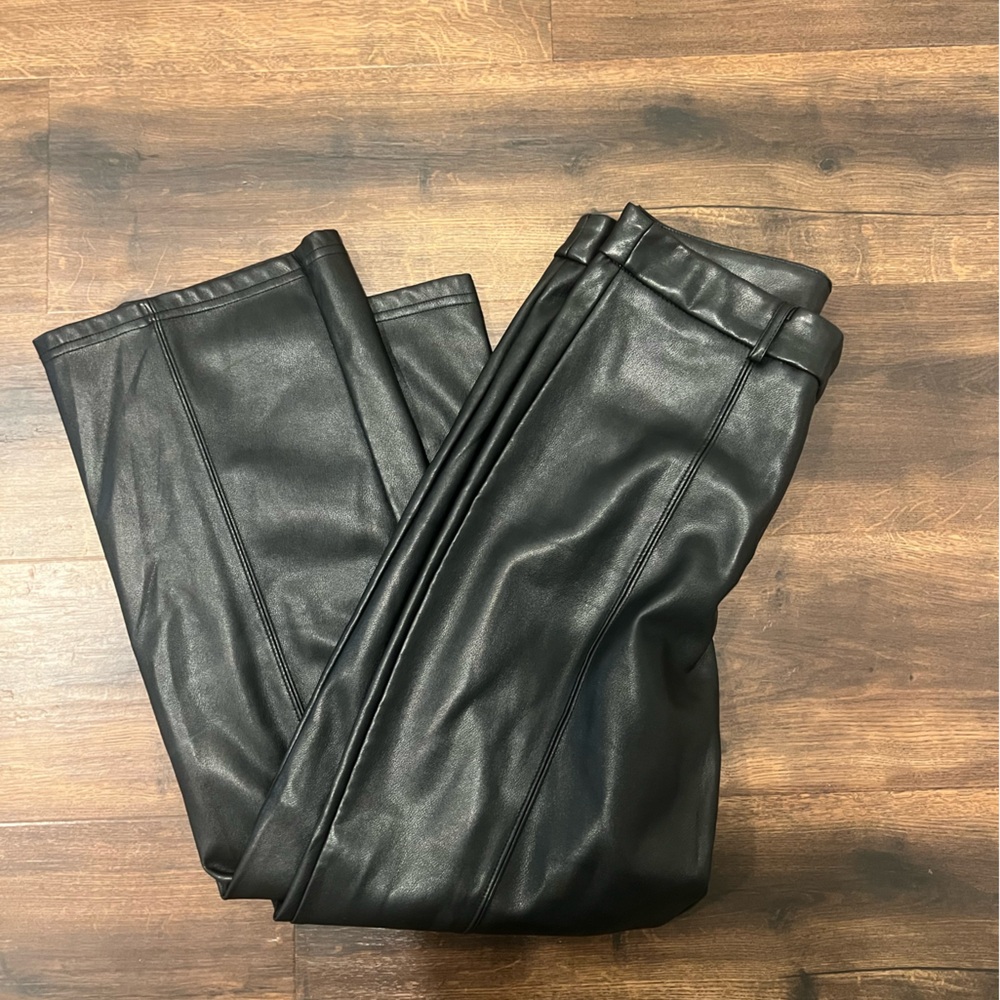 Avec Les Filles Sleek Black Faux Leather Trousers